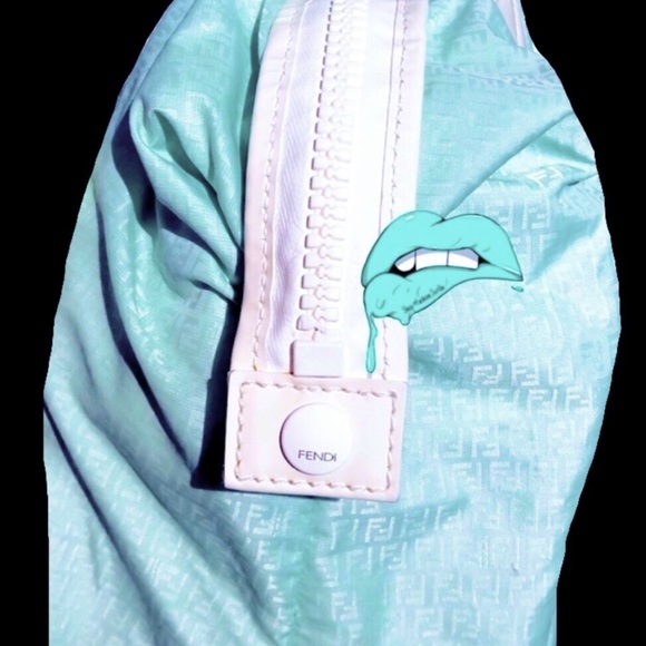 Fendi Monogram Blue Green Logo Nylon Beach Bag - Picture 3 of 11